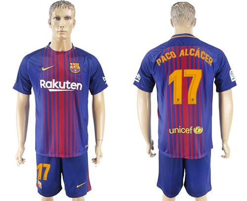 Barcelona #17 Paco Alcacer Home Soccer Club Jersey